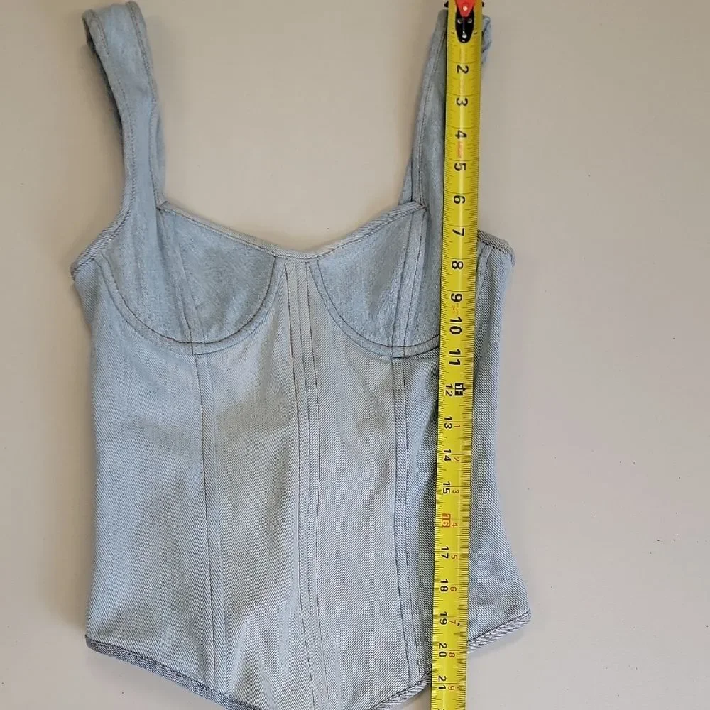 EB Denim Fairygrunge Corset Fitted Tank Top Blue Size S Y2K